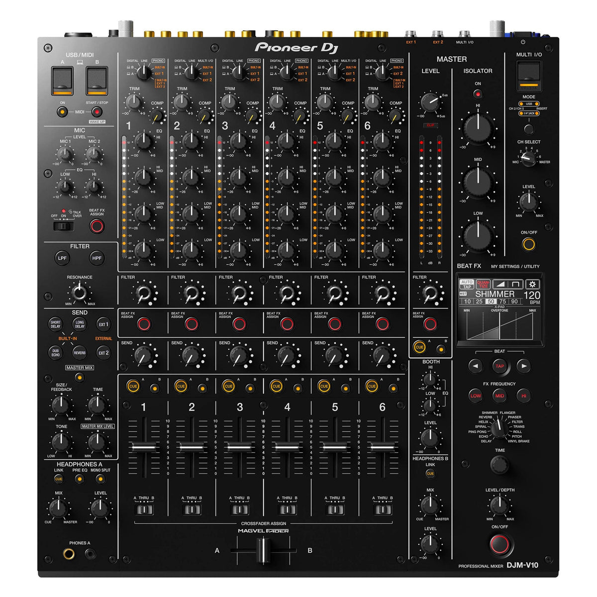Pioneer DJ DJM-V10 6-Channel Professional DJ Mixer + ProX XS-DJMV10 Case