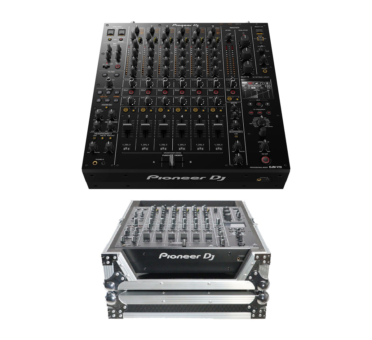 Pioneer DJ DJM-V10 6-Channel Professional DJ Mixer + ProX XS-DJMV10 Case