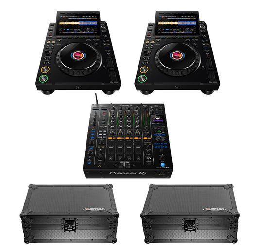 2 x AlphaTheta CDJ-3000X + 2 x Odyssey Industrial Board Case + 1 x Pioneer DJ DJM-A9