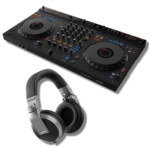 AlphaTheta DDJ-GRV6 4-channel DJ Controller with Groove Circuit and Pioneer HDJ-X5 Professional DJ Headphones (Silver)