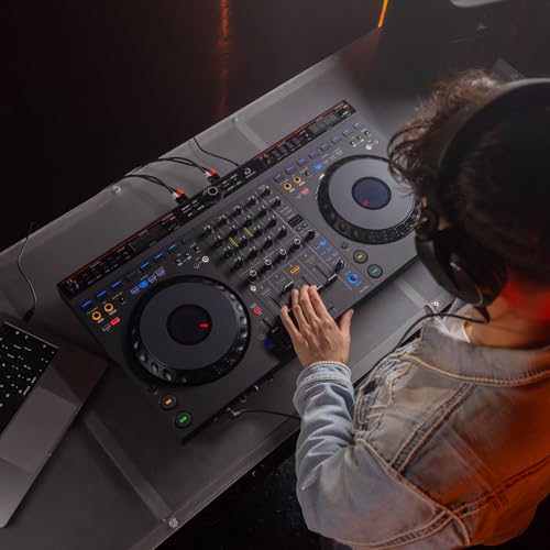 AlphaTheta DDJ-GRV6 4-channel DJ Controller with Groove Circuit and Pioneer HDJ-X5 Professional DJ Headphones (Silver)