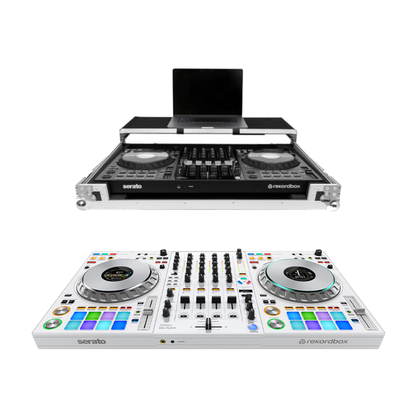 Pioneer DJ DDJ-FLX10-W 4-channel DJ controller + Headline Laptop Platform & Wheels Flight Case
