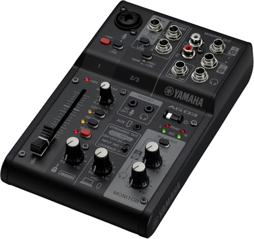 Yamaha AG03MK2 3-Channel Mixer/Interface Live Streaming Pack with Microphone and Headphones (Black)