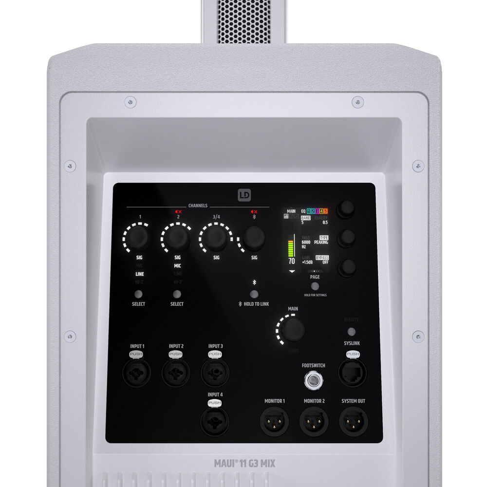 LD Systems MAUI 11 G3 MIX Portable 2060W Powered Column PA System (White)