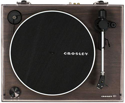 Crosley C8A-WA Belt-Driven Record Player Turntable with Built-in Pre-Amp, Walnut
