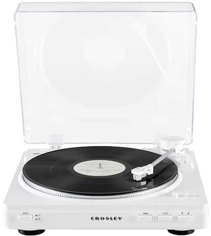 Crosley T400D-WH Fully Automatic Bluetooth 2-Speed Turntable Record Player with Built-in Preamp, White