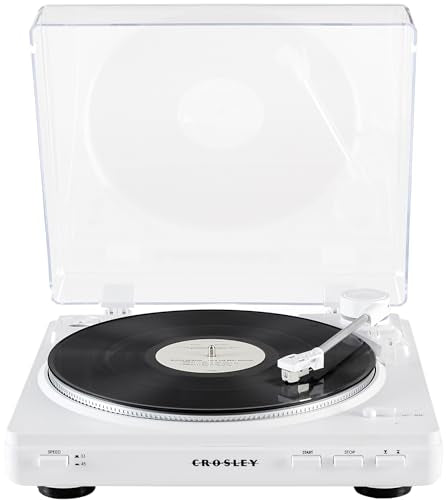 Crosley T400D-WH Fully Automatic Bluetooth 2-Speed Turntable Record Player with Built-in Preamp, White