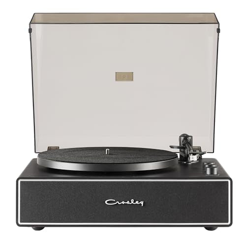 Crosley CR6046A-BKSL Stave 2-Speed Bluetooth Record Player Turntable with Built-in Speakers, Black