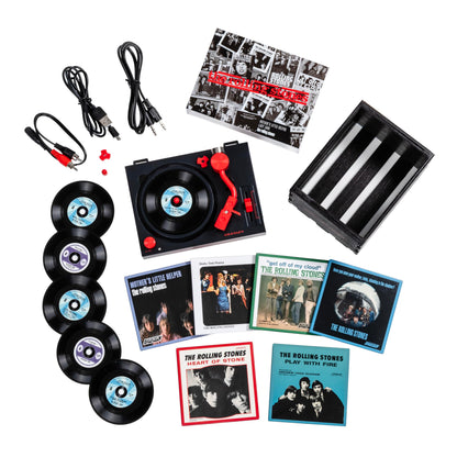 Crosley CR6037BT-RS Rolling Stones RSD3 Mini Turntable with Crate and Six 3-Inch Singles