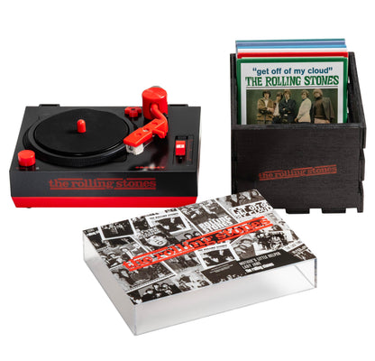 Crosley CR6037BT-RS Rolling Stones RSD3 Mini Turntable with Crate and Six 3-Inch Singles