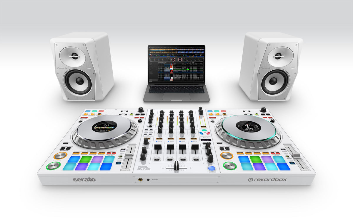 Pioneer DJ DDJ-FLX10-W Limited Edition - 4-channel DJ controller + Odyssey Industrial Board Flight Case