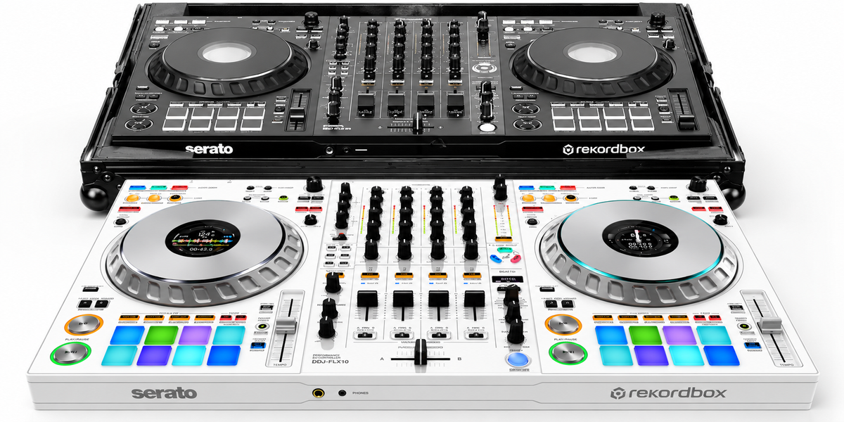 Pioneer DJ DDJ-FLX10-W Limited Edition - 4-channel DJ controller + Odyssey Industrial Board Flight Case