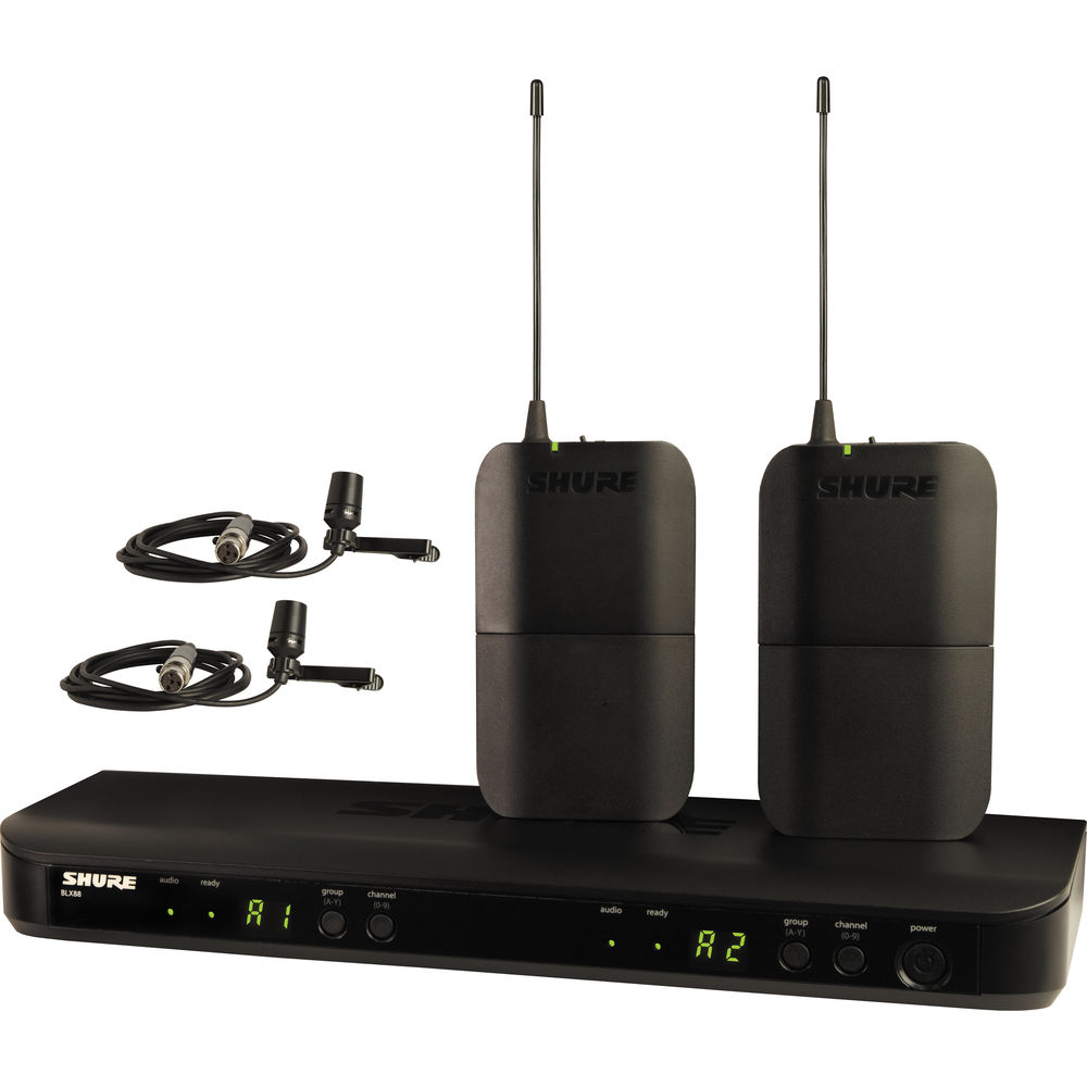 Shure BLX188/CVL Dual-Channel Wireless Cardioid Lavalier Microphone System (J10: 584 to 608 MHz) (Open Box)