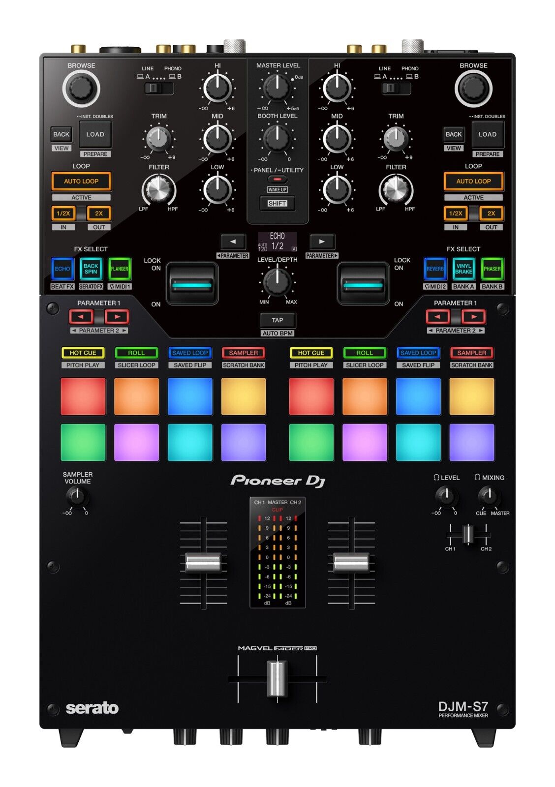 Pioneer DJ DJM-S7 Scratch Style DJ Mixer + Odyssey Base 2 Top Streemline Eva Case