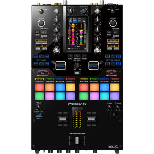 Pioneer DJ DJM-S11 Professional 2-Channel Battle Mixer + Odyssey Base 2 Top Streemline Eva Case