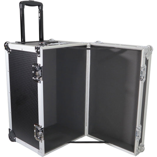 ProX Roll-Away Utility Case with Retractable Handle and Low-Profile Recessed Wheels (Black)