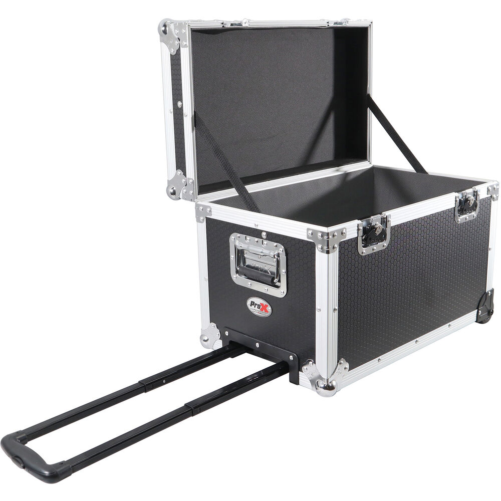 ProX Roll-Away Utility Case with Retractable Handle and Low-Profile Recessed Wheels (Black)