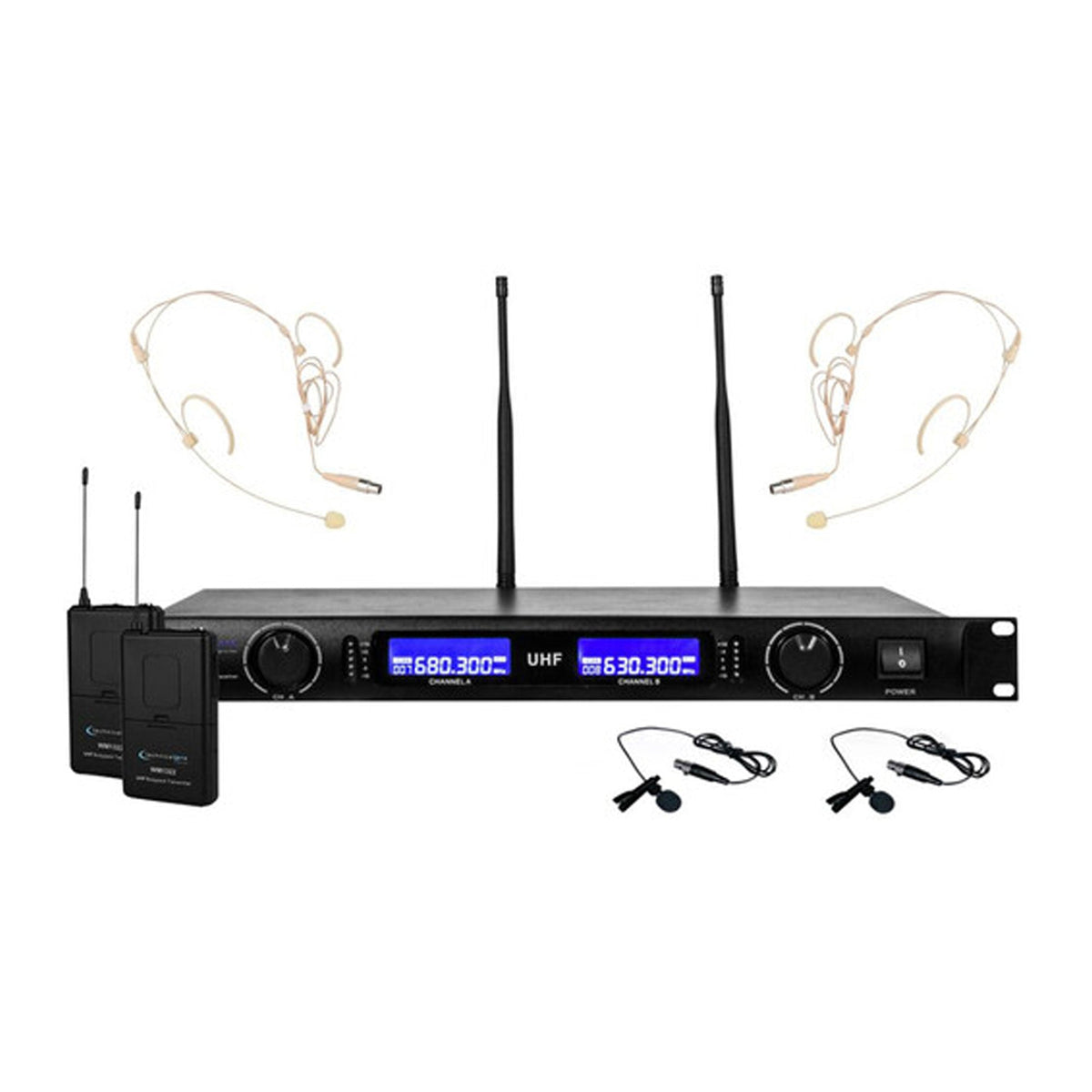 Technical Pro WM1352 2-Person Wireless Combo Microphone System (UHF: 509.8 to 556.5 MHz) (Open Box)