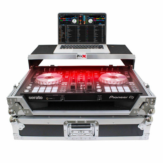 ProX Flight Case for Pioneer DDJ-SR2 Controller with Laptop Shelf and LED Kit (Silver-on-Black) (Open Box)