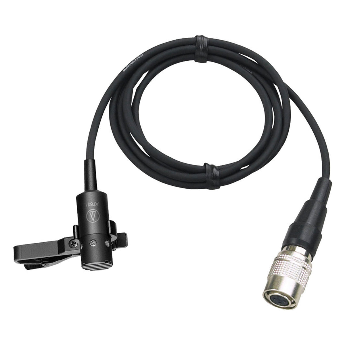 Audio-Technica AT831cW Cardioid Condenser Clip-On Lavalier Mic Terminated with locking 4-pin connector for A-T UniPak® body-pack wireless transmitters