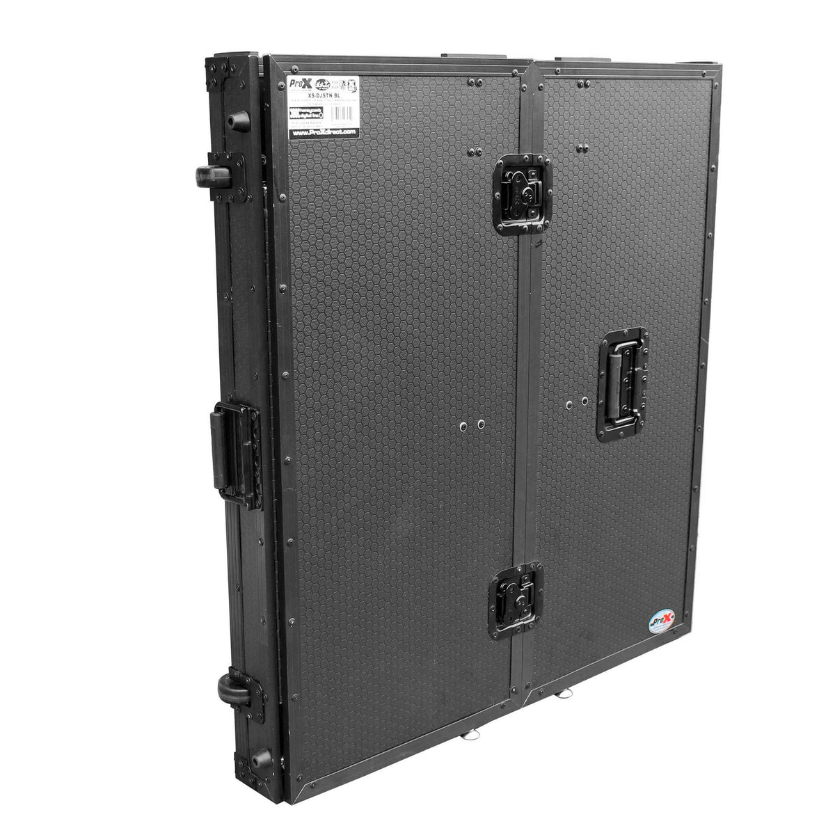 ProX Transformer Series Fold-Away DJ Performance Desk Facade with Wheels (Black/Black)
