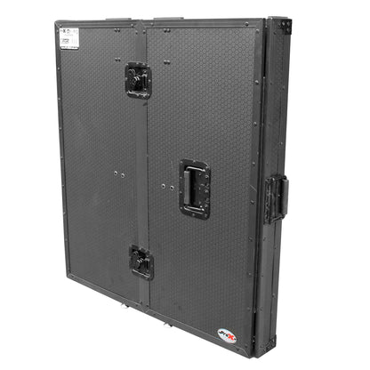 ProX Transformer Series Fold-Away DJ Performance Desk Facade with Wheels (Black/Black)