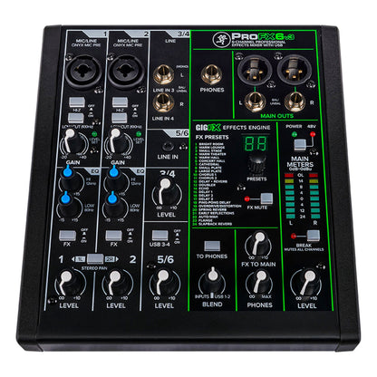 Mackie ProFXv3 Series, 6-Channel Professional Effects Mixer with USB, Onyx Mic Preamps and GigFX effects engine - Unpowered (ProFX6v3)