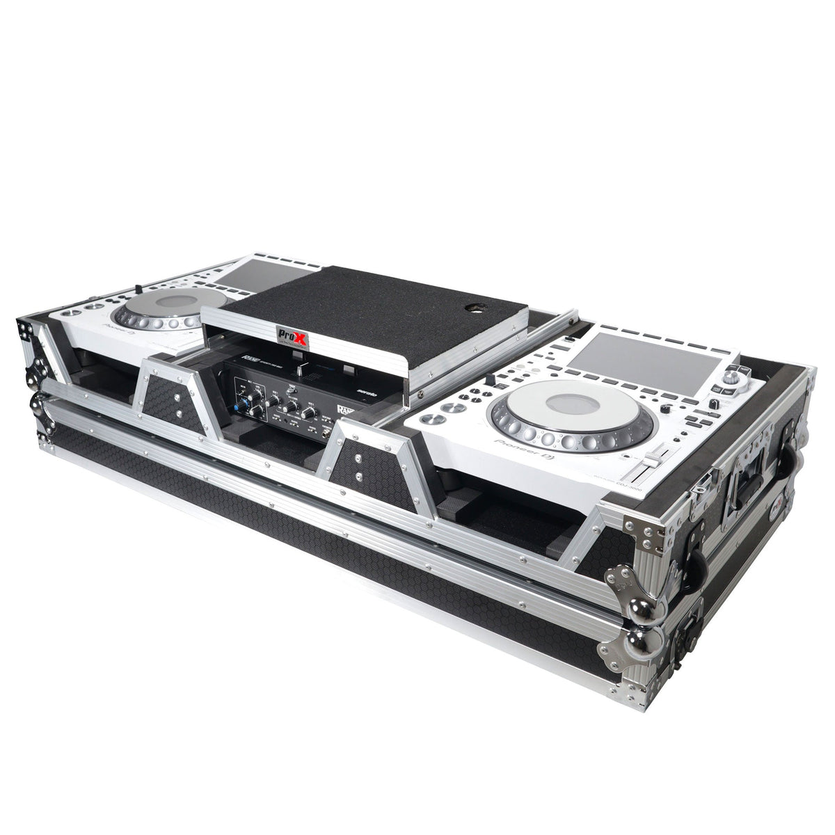 ProX XS-CDM3000WLT DJ Coffin Flight Case for Pioneer Mixer DJM-900NXS2 and 2x CDJ-3000 with Wheels and Laptop Shelf