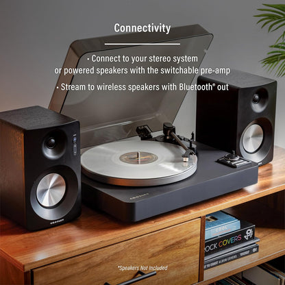 Crosley C300A-BK Fully Automatic Belt-Drive Bluetooth Turntable Record Player, Black