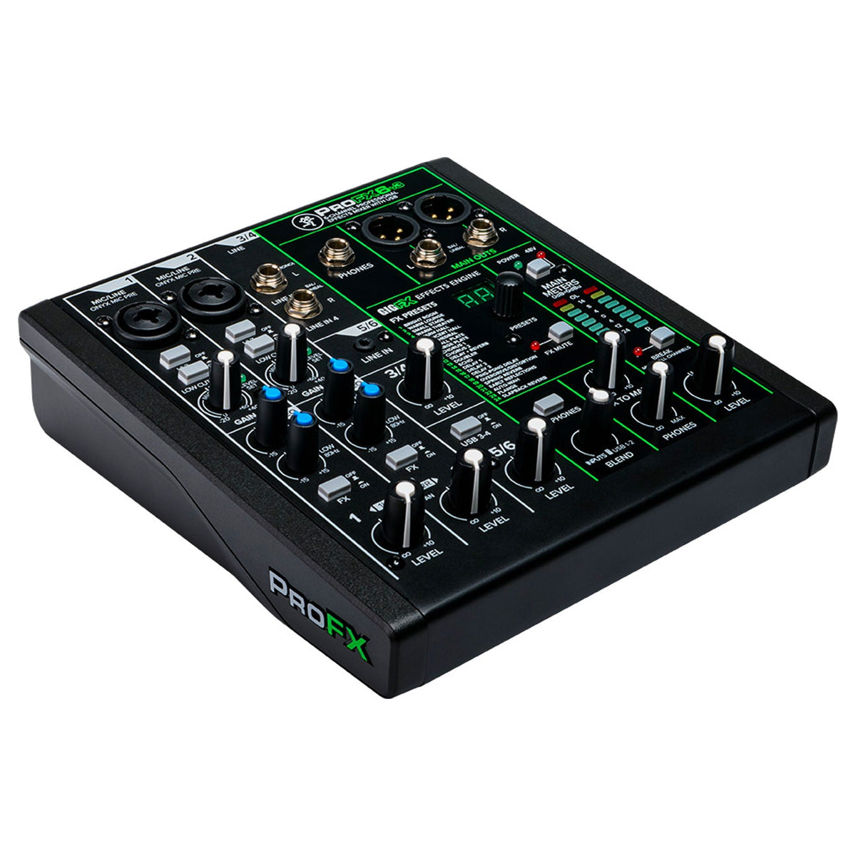 Mackie ProFXv3 Series, 6-Channel Professional Effects Mixer with USB, Onyx Mic Preamps and GigFX effects engine - Unpowered (ProFX6v3)