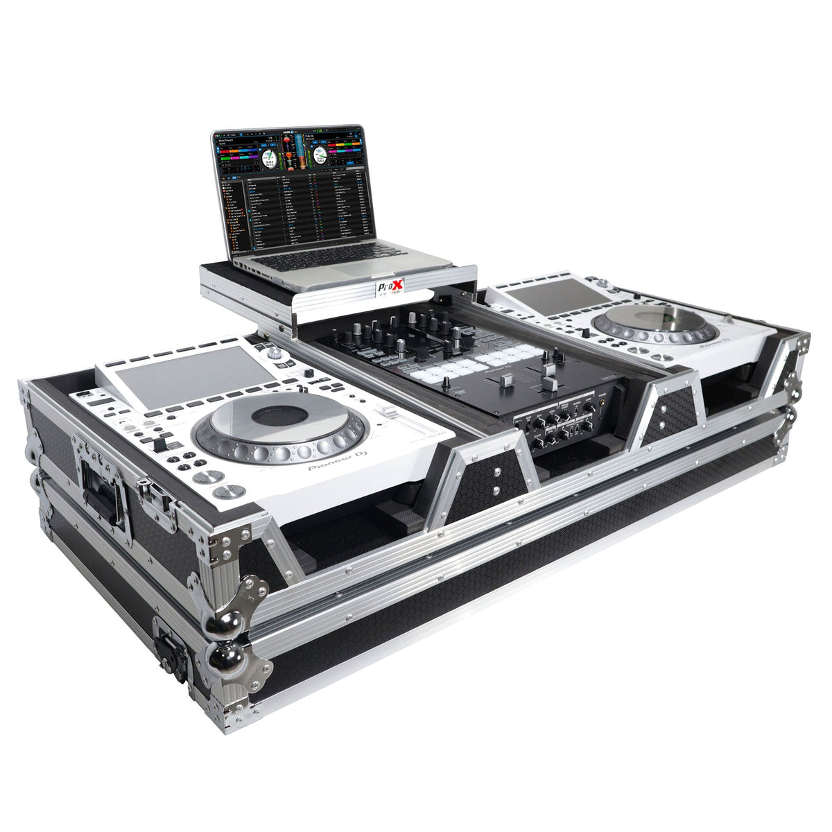 ProX XS-CDM3000WLT DJ Coffin Flight Case for Pioneer Mixer DJM-900NXS2 and 2x CDJ-3000 with Wheels and Laptop Shelf