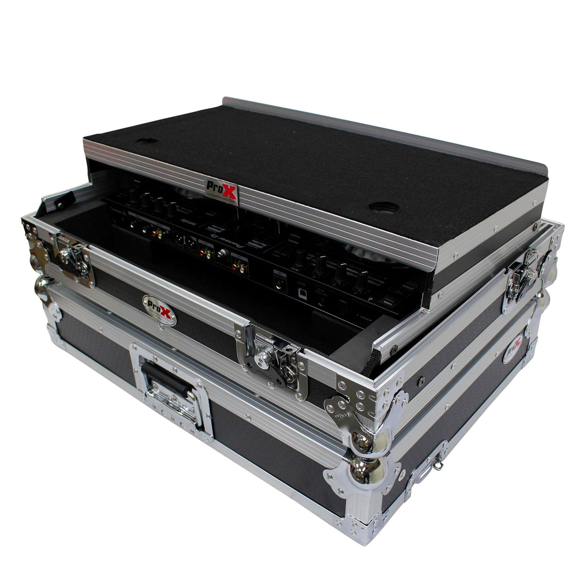 ProX Flight Case for Pioneer DDJ-SR2 Controller with Laptop Shelf and LED Kit (Silver-on-Black) (Open Box)