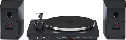 Crosley T150C-BK 2-Speed Bluetooth Turntable Record Player System with Weighted Tone Arm and Stereo Speakers, Black