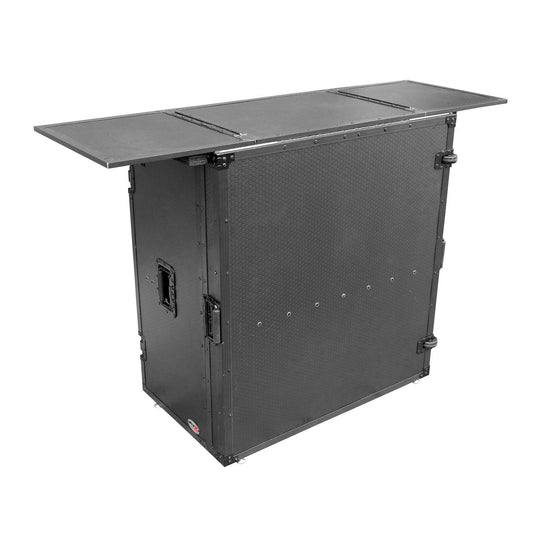 ProX Transformer Series Fold-Away DJ Performance Desk Facade with Wheels (Black/Black) (Open Box)