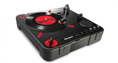 Numark PT01 Scratch Portable Turntable + Jesse Dean JDDPTA-PCB Tone Arm Red